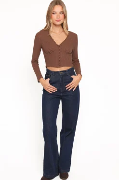 Leslie Long Sleeve Textured Button Front Top
