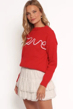 Love Embroidered Knit Sweater