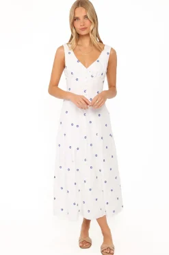 Luellen Embroidered Daisy Midi Dress