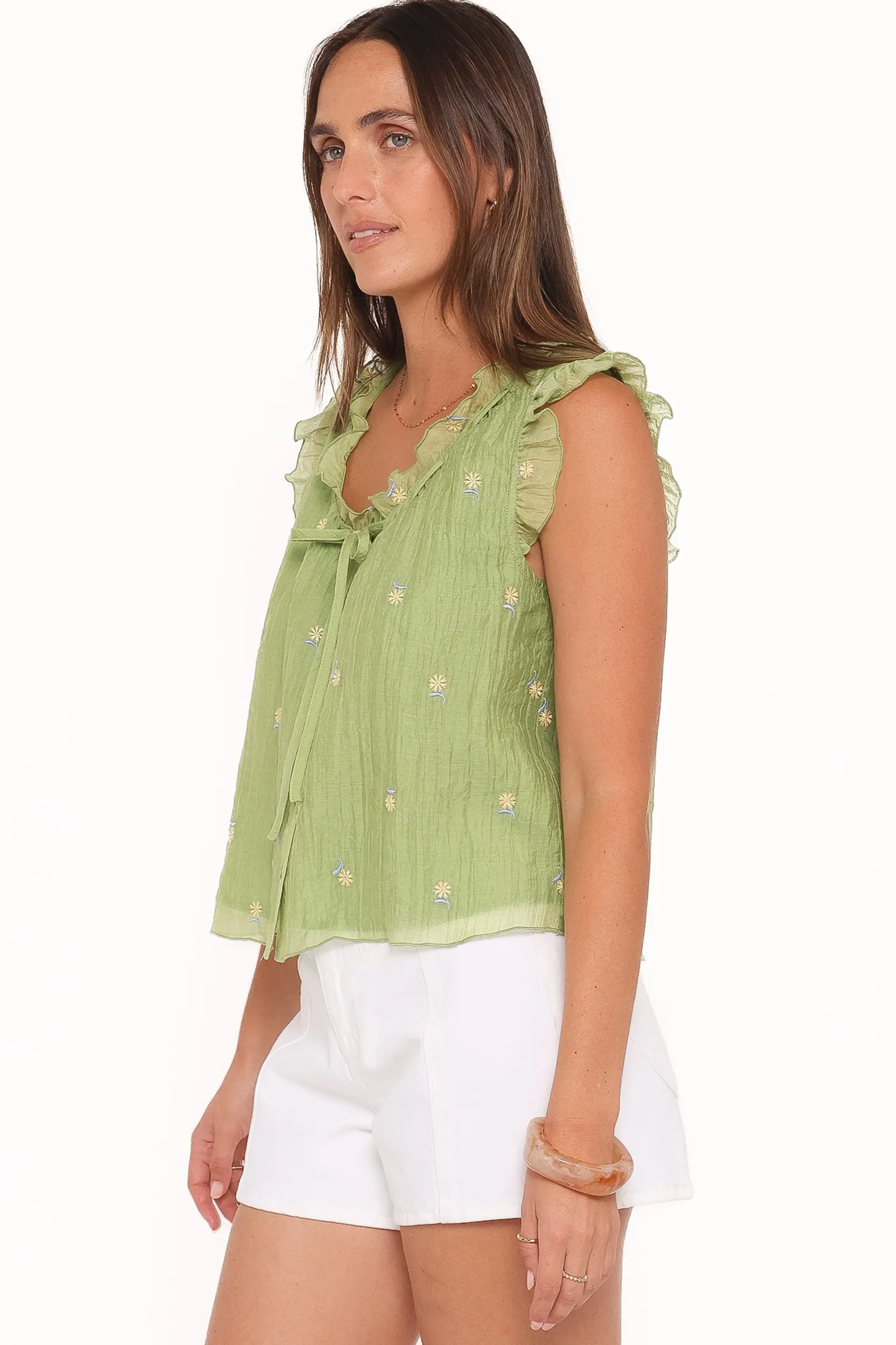 Lumi Embroidered Ruffle Top
