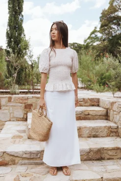 Madison Linen Column Skirt
