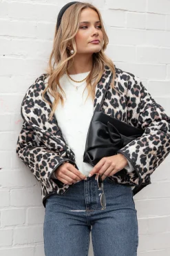 Marcos Leopard Print Quilted Jacket