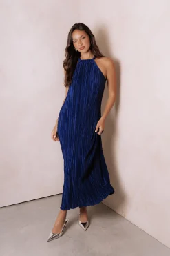 Melody Plisse Halter Maxi Dress