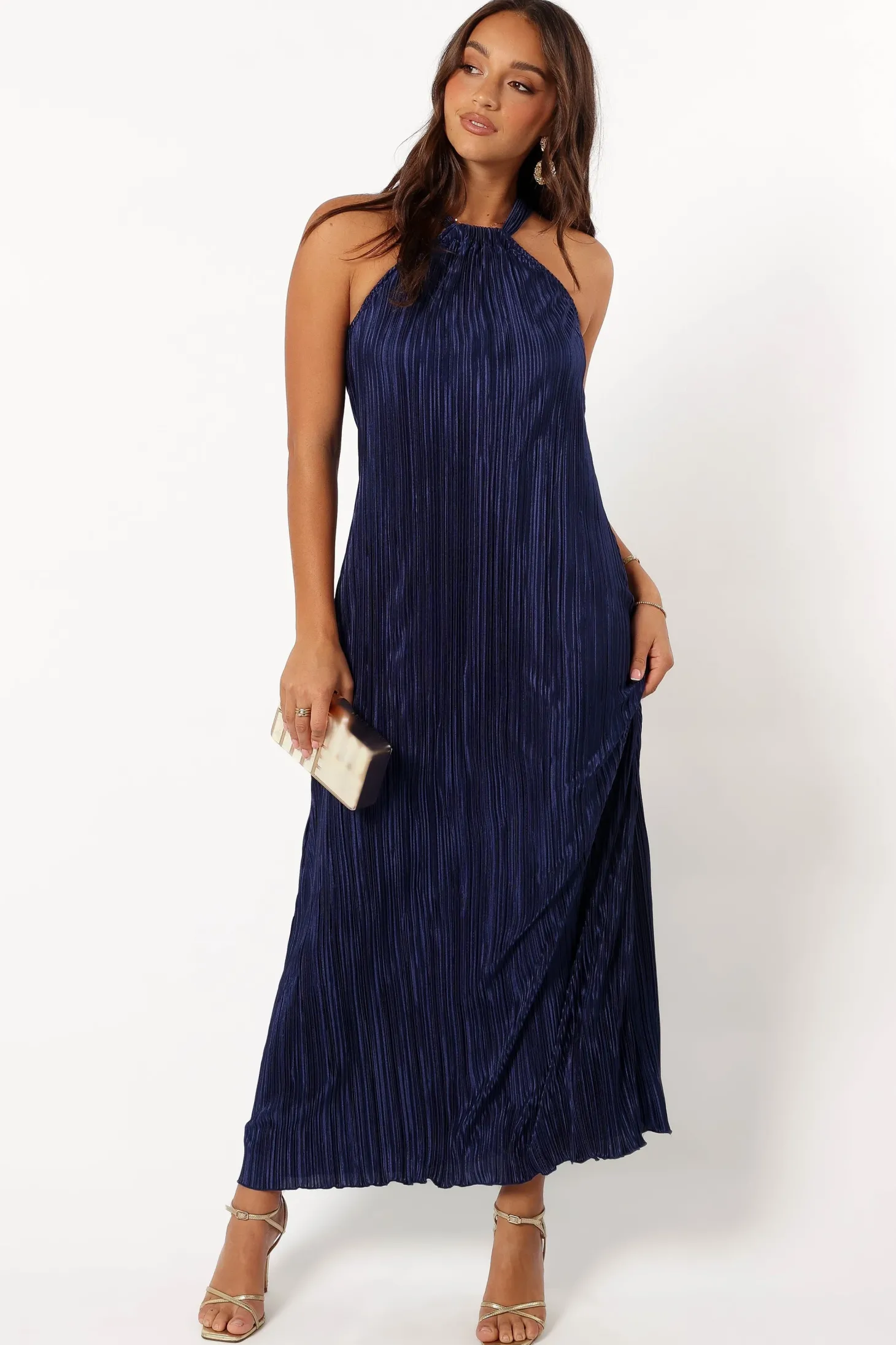 Melody Plisse Halter Maxi Dress