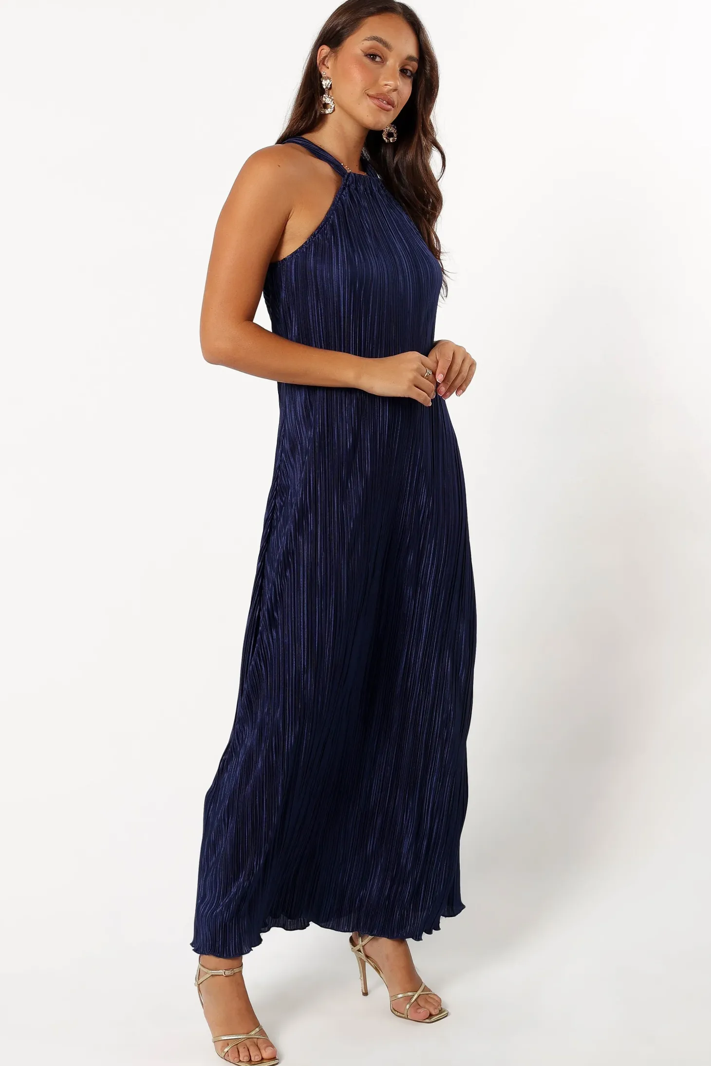 Melody Plisse Halter Maxi Dress