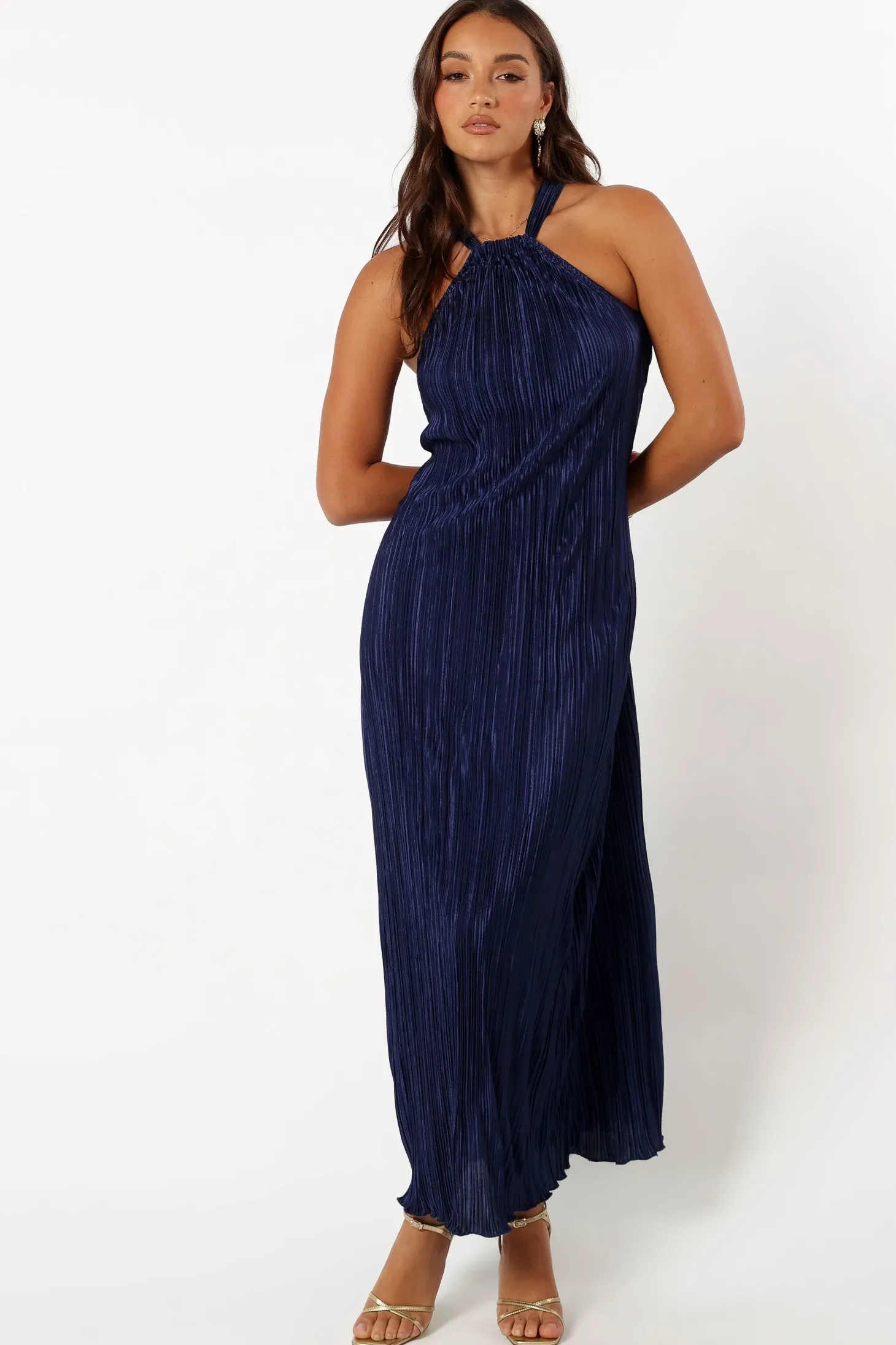 Melody Plisse Halter Maxi Dress