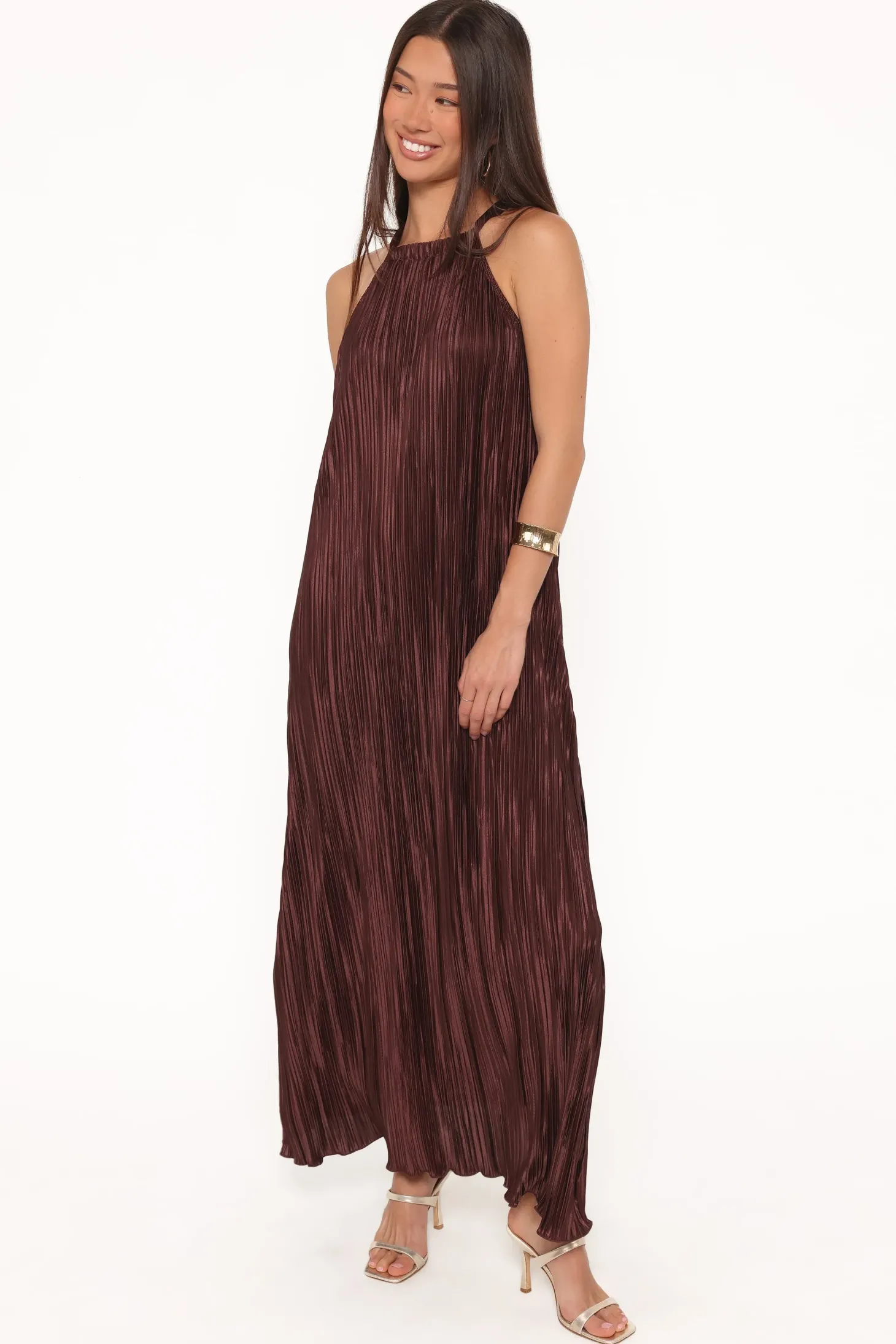 Melody Plisse Halter Maxi Dress