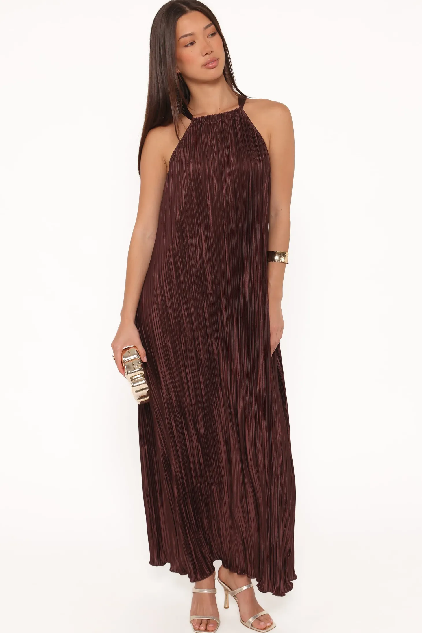 Melody Plisse Halter Maxi Dress