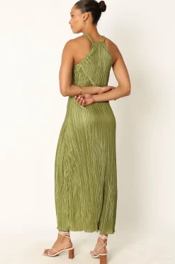 Melody Plisse Halter Maxi Dress