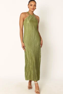 Melody Plisse Halter Maxi Dress