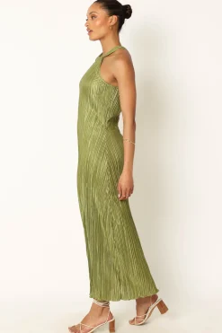 Melody Plisse Halter Maxi Dress