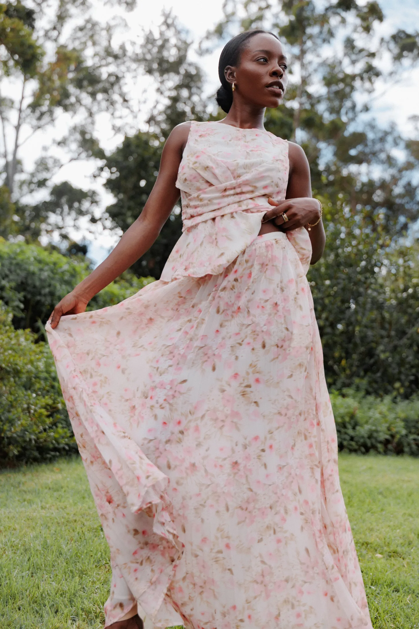 Mena Pleated Maxi Skirt