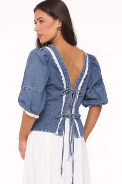 Merli Denim Open Back Top