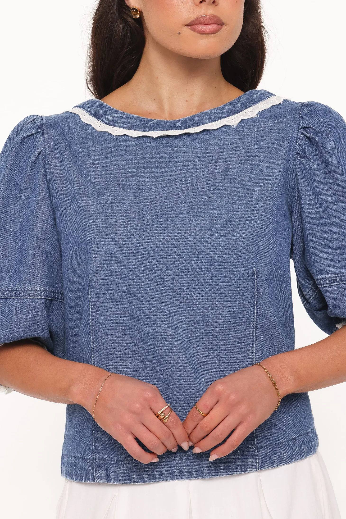 Merli Denim Open Back Top