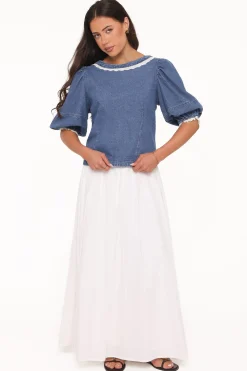 Merli Denim Open Back Top