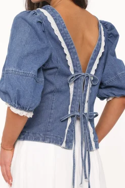 Merli Denim Open Back Top