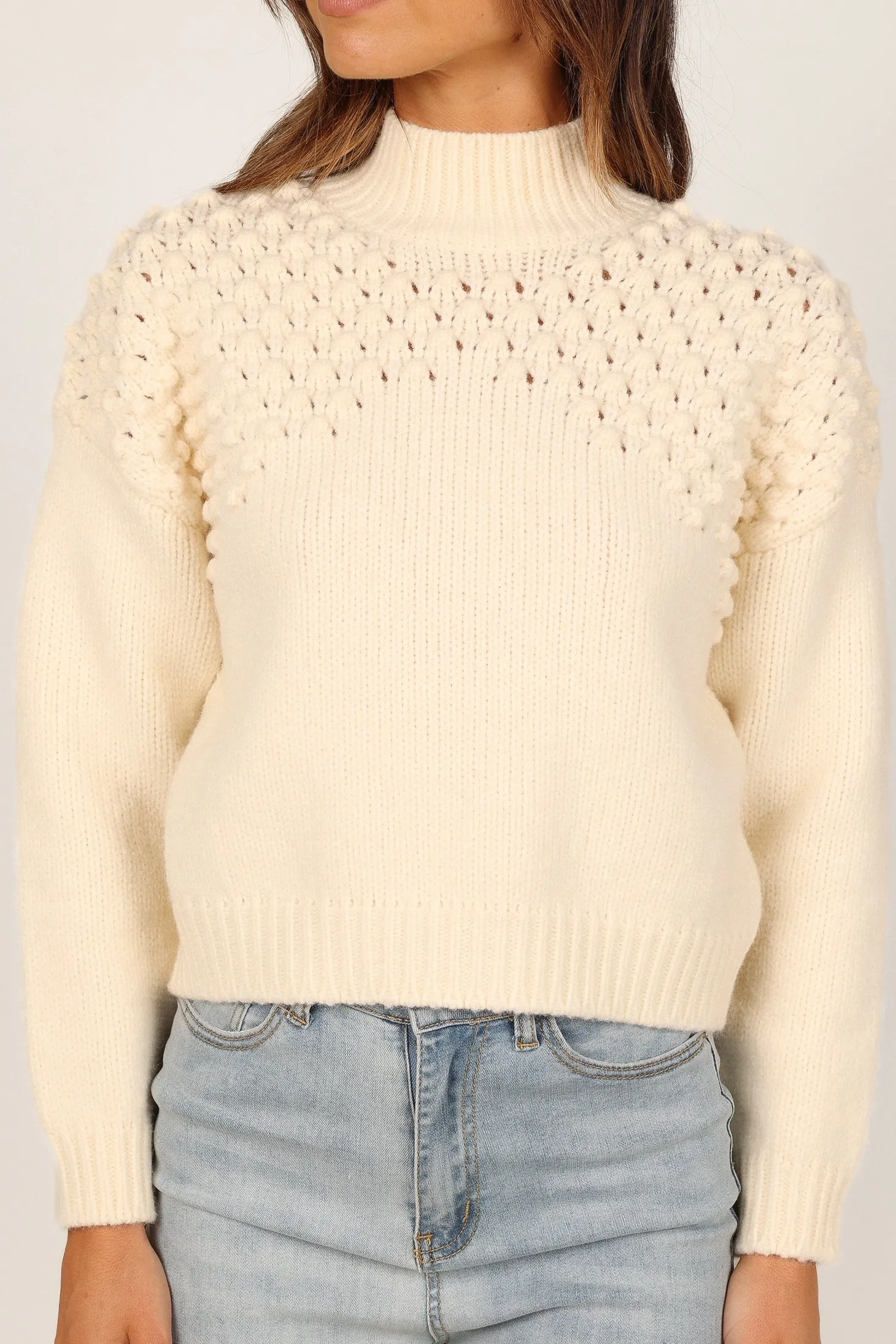 Mia Textured Shoulder Knit Sweater