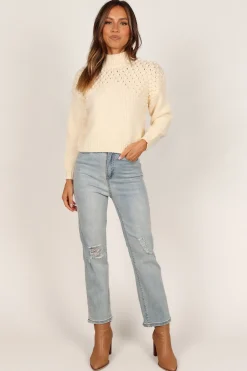 Mia Textured Shoulder Knit Sweater
