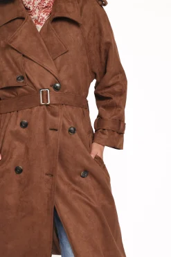Micha Faux Suede Trench Coat