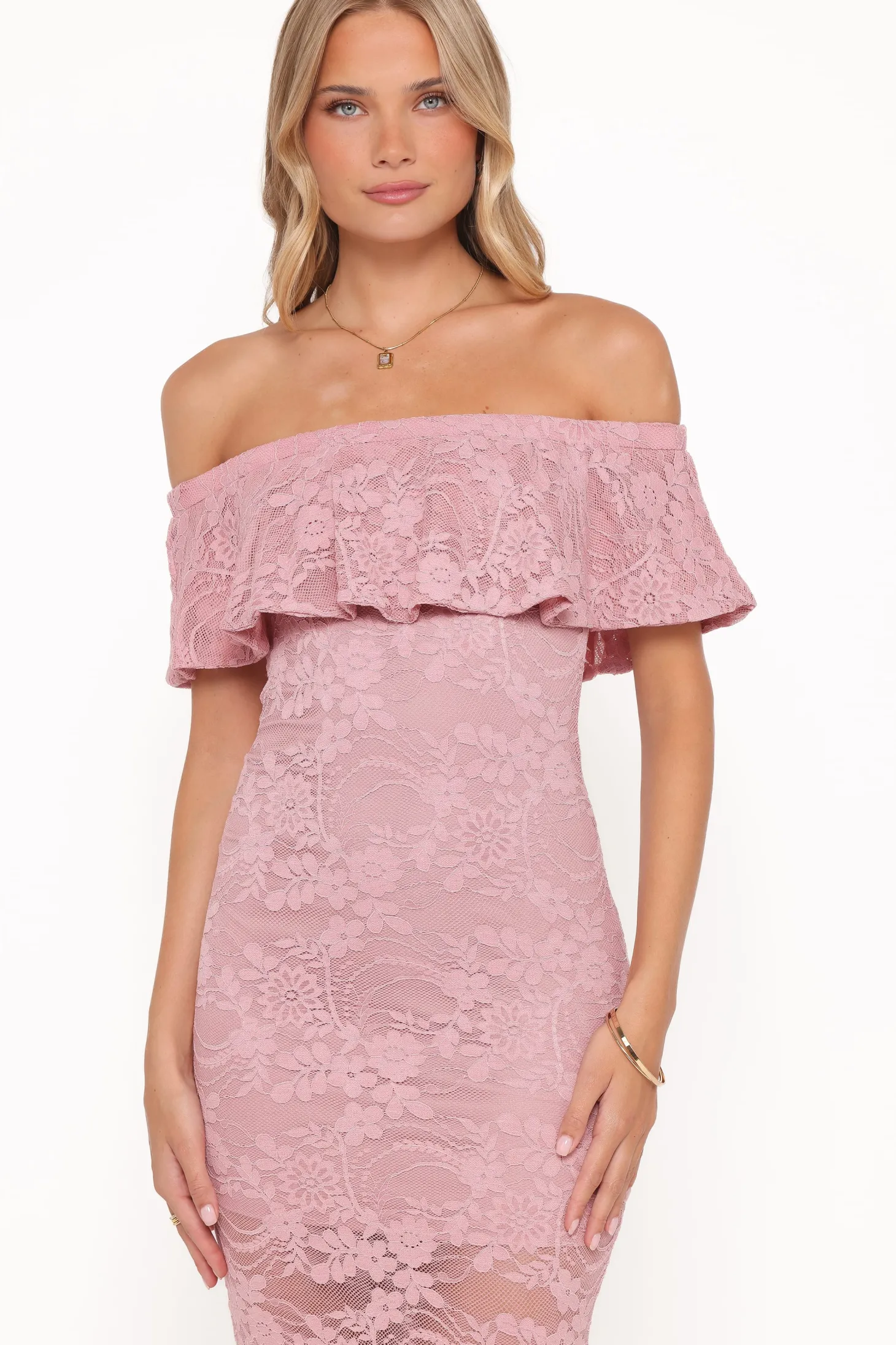 Mirelle Off Shoulder Lace Maxi Dress