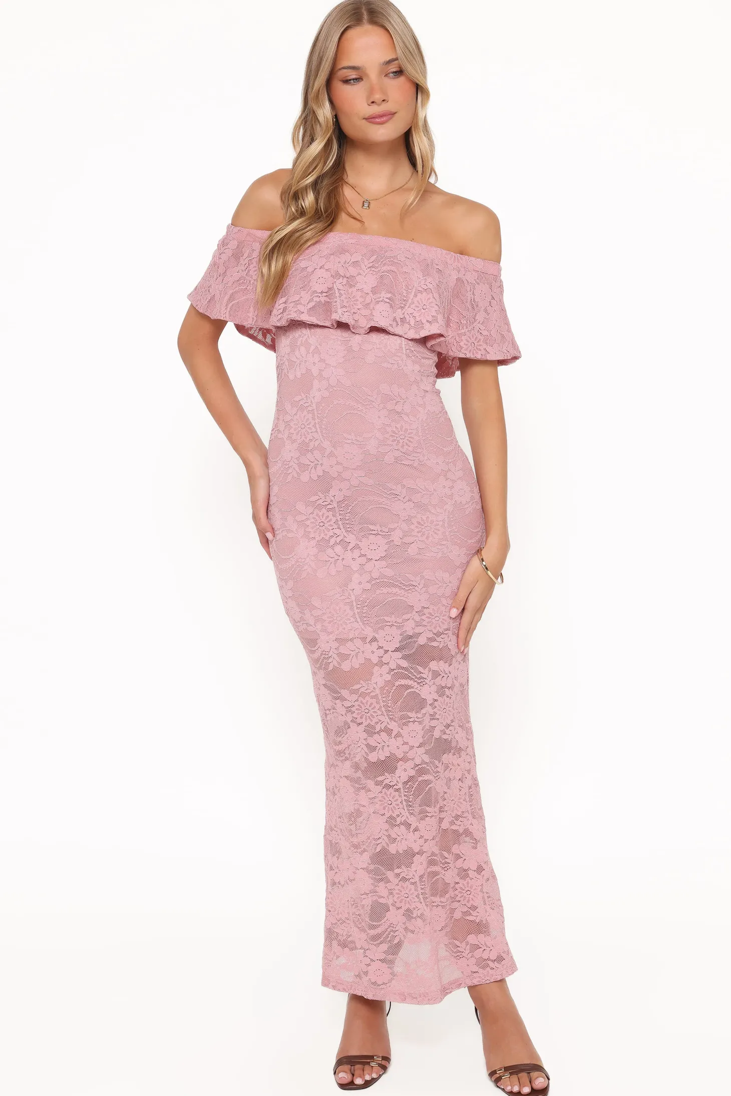 Mirelle Off Shoulder Lace Maxi Dress
