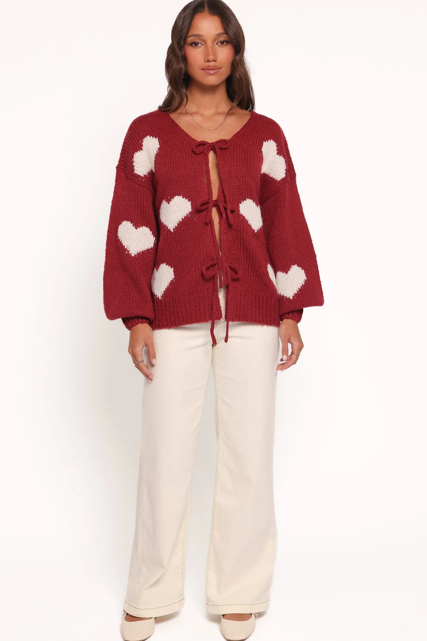 Nadine All Over Heart Tie Front Cardigan