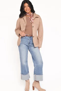 Nelly Faux Suede Cropped Trench Coat