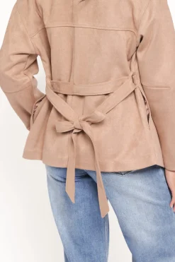 Nelly Faux Suede Cropped Trench Coat