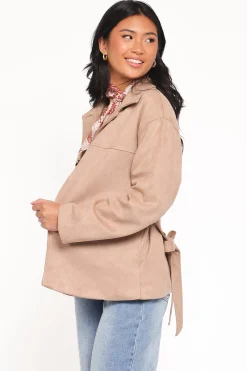 Nelly Faux Suede Cropped Trench Coat