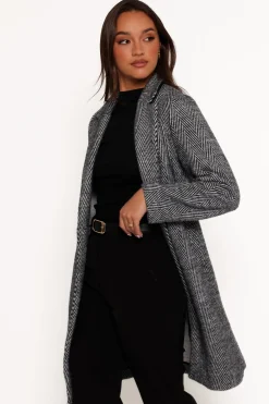 Nicoletta Single Button Herringbone Coat