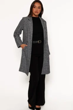 Nicoletta Single Button Herringbone Coat