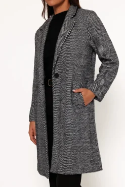 Nicoletta Single Button Herringbone Coat