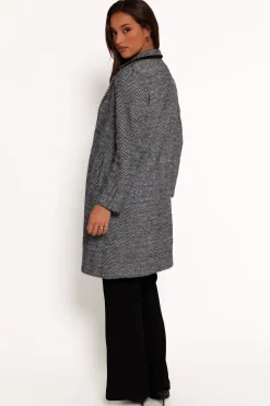 Nicoletta Single Button Herringbone Coat