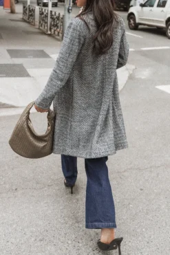 Nicoletta Single Button Herringbone Coat