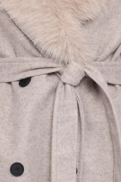 Nina Fur Collar Tie Waist Coat
