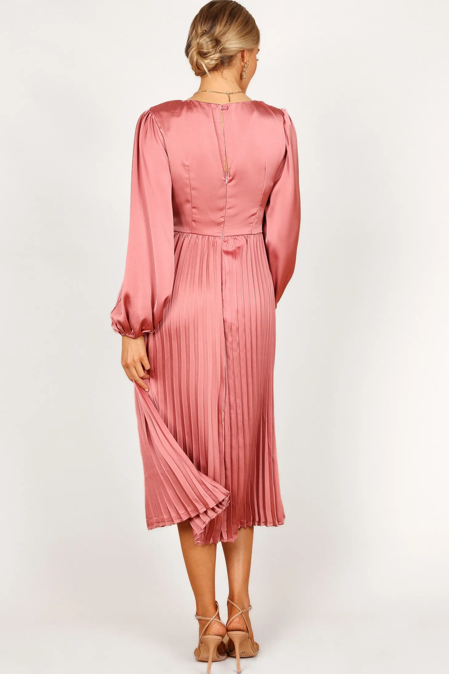 Noelle Twist Front Pleated Midi Dress