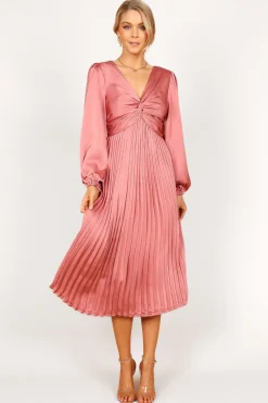 Noelle Twist Front Pleated Midi Dress