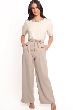 Orlana Embellished Neck Short Sleeve Sweater