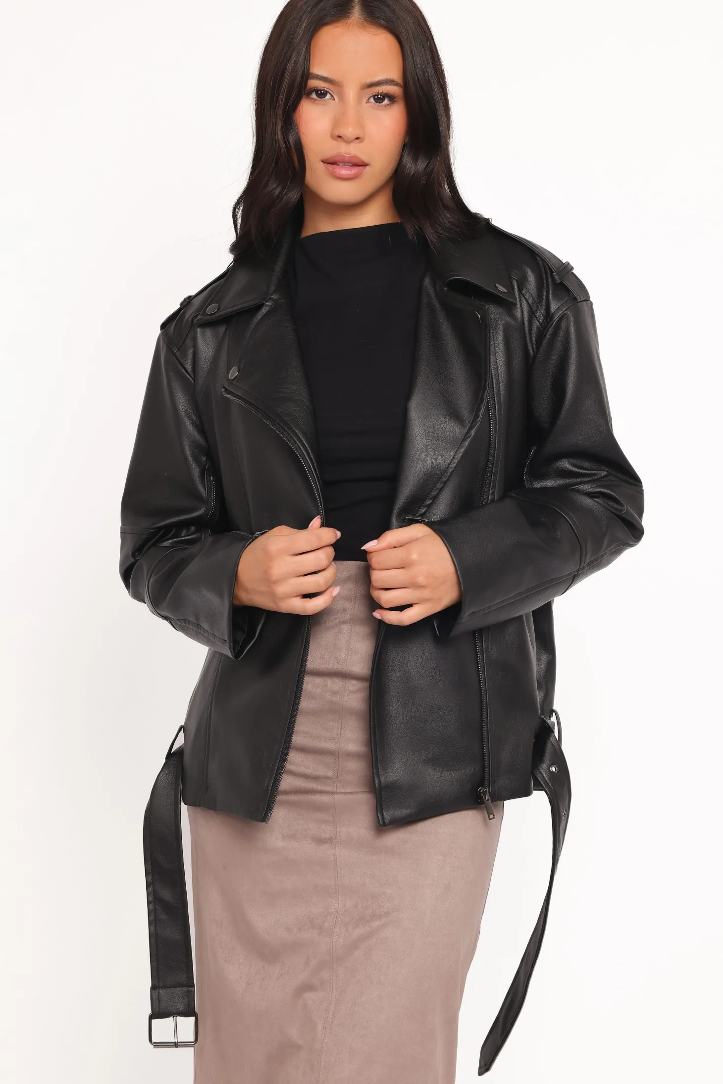 Parsons Oversized Faux Leather Moto Jacket