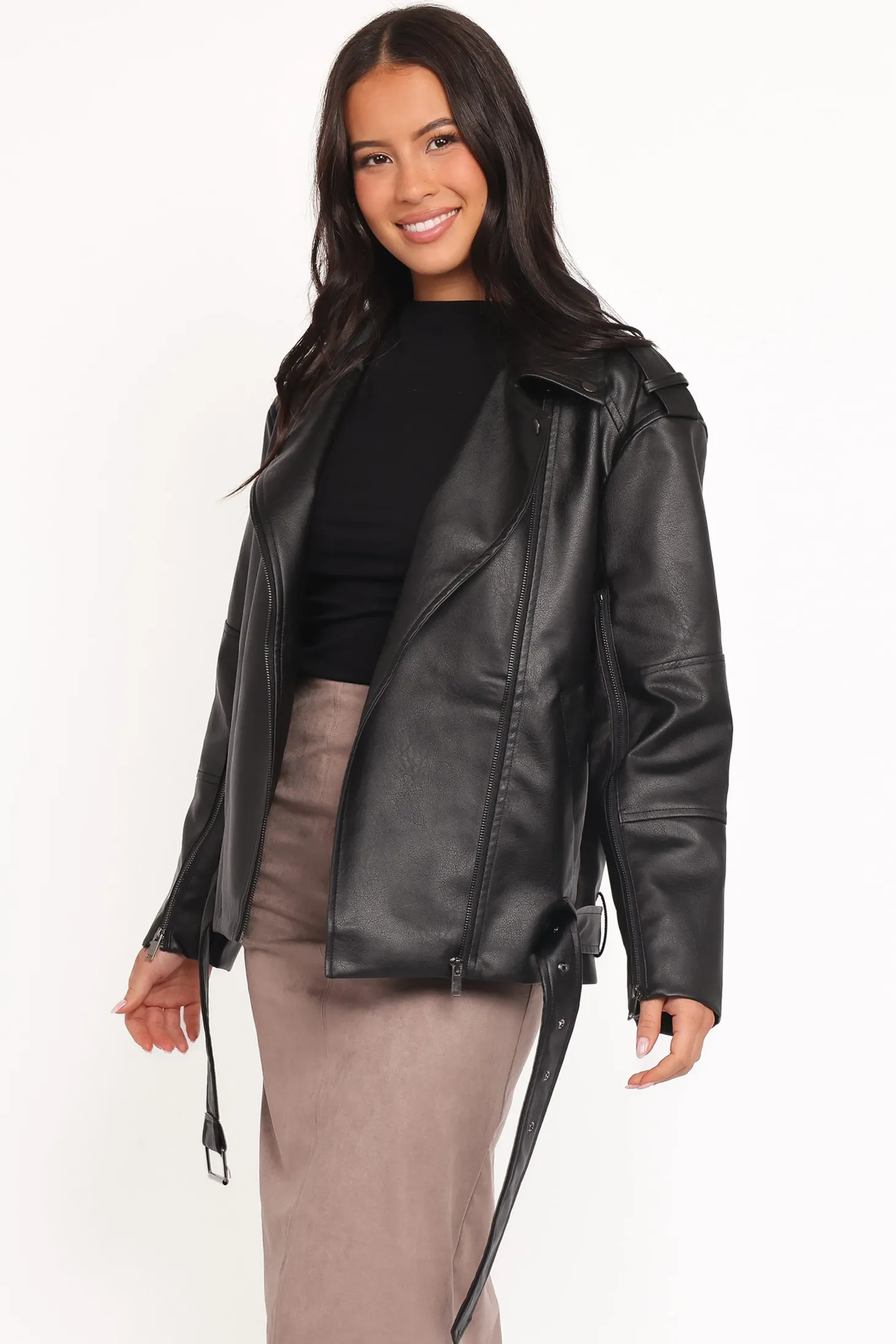 Parsons Oversized Faux Leather Moto Jacket