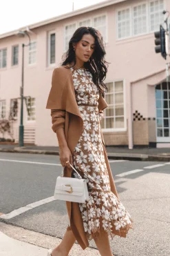 Pierre Long Sleeve Lace Maxi Dress