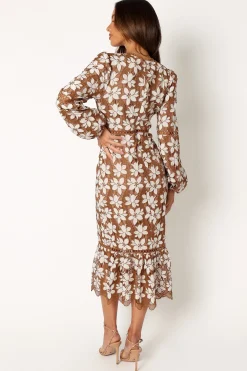 Pierre Long Sleeve Lace Maxi Dress