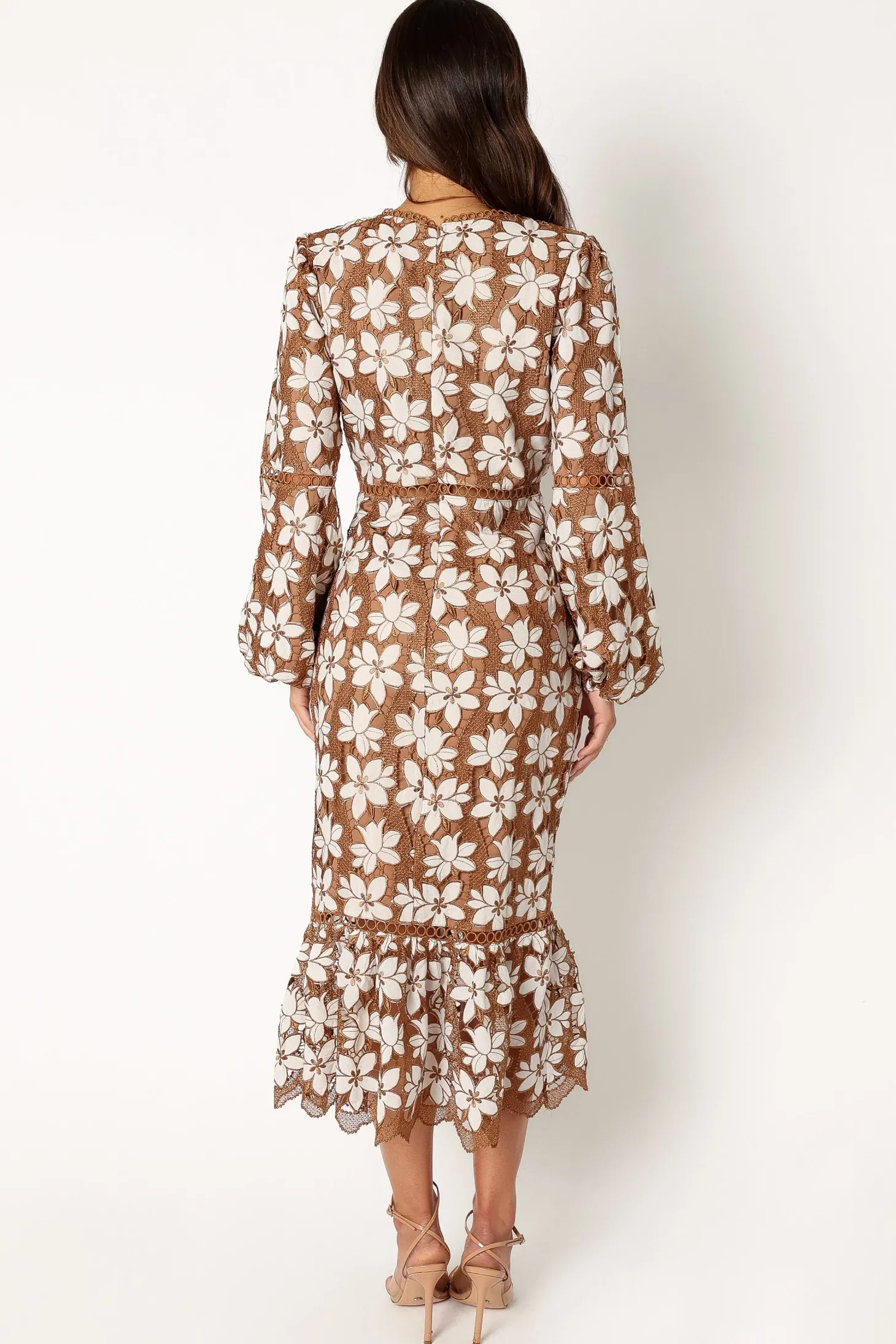 Pierre Long Sleeve Lace Maxi Dress