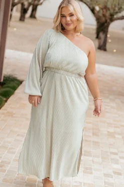 Pontee One Shoulder Pleated Midi Dress