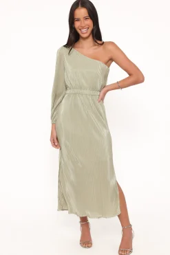Pontee One Shoulder Pleated Midi Dress