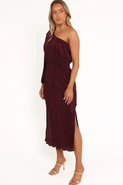 Pontee One Shoulder Pleated Midi Dress