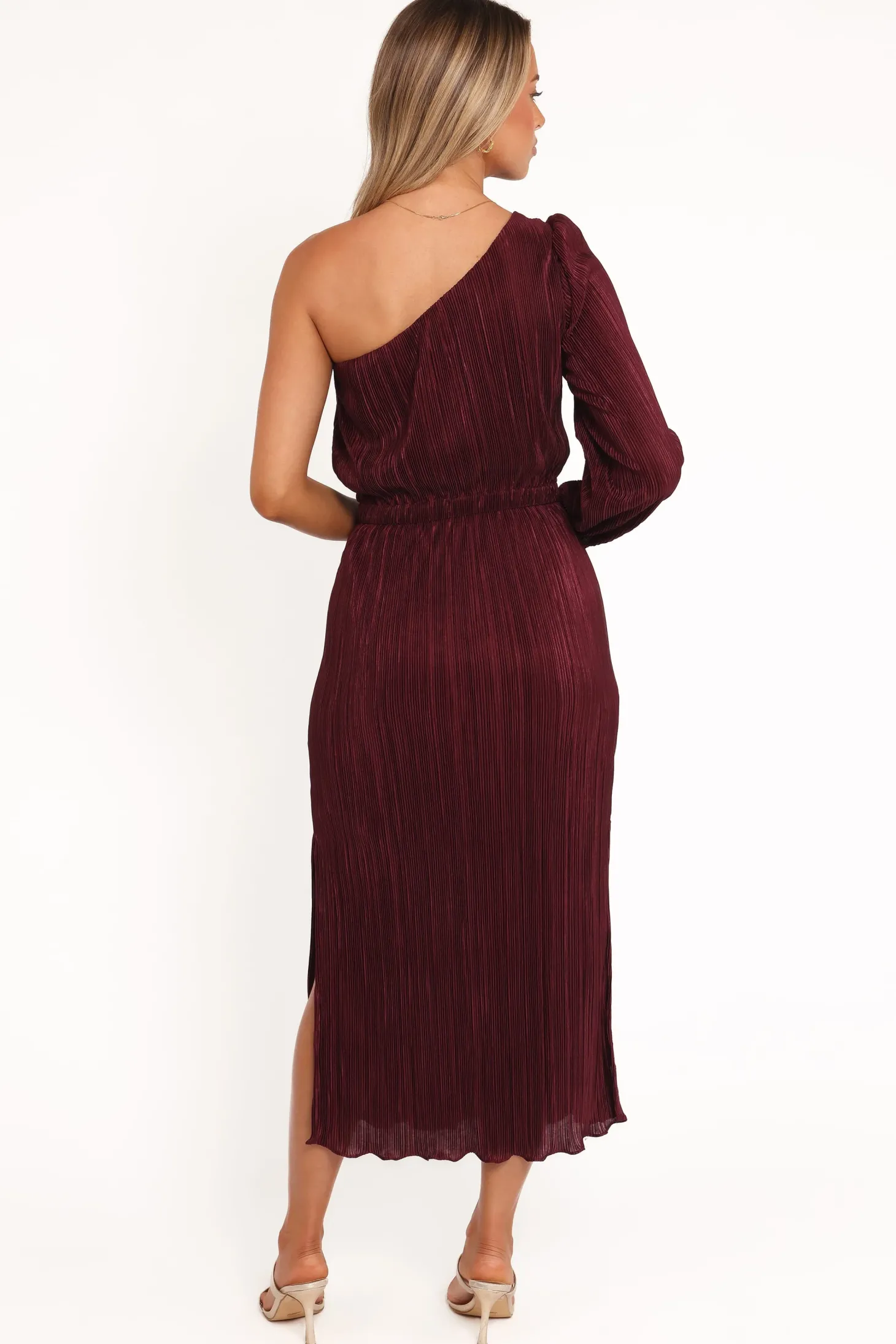Pontee One Shoulder Pleated Midi Dress