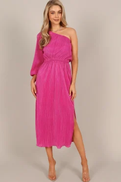 Pontee One Shoulder Pleated Midi Dress