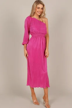 Pontee One Shoulder Pleated Midi Dress