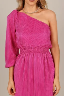 Pontee One Shoulder Pleated Midi Dress